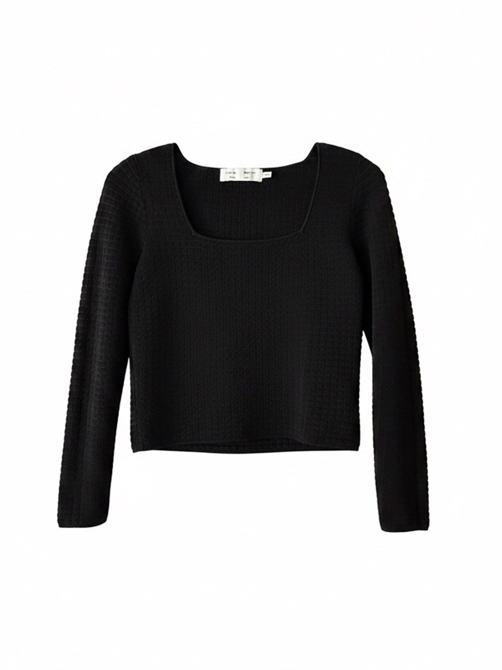 Proenza Schouler White Label Black Quilted Long Sleeve Square Neck Crop Top M